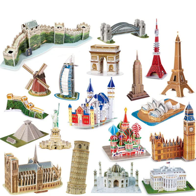 3D Three-dimensional Puzzle World Famous Architectural Puzzle Big Ben White House Children's Toy Classroom Hand Gift