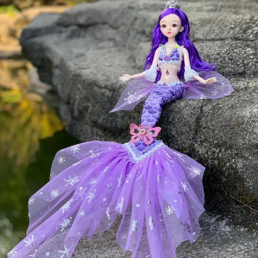 17.7 Inch Exquisite Princess Mermaid Doll Fashion Mermaid BJD Doll with Rainbow Clothes Girls favor Xmas Birthday Gift Toys