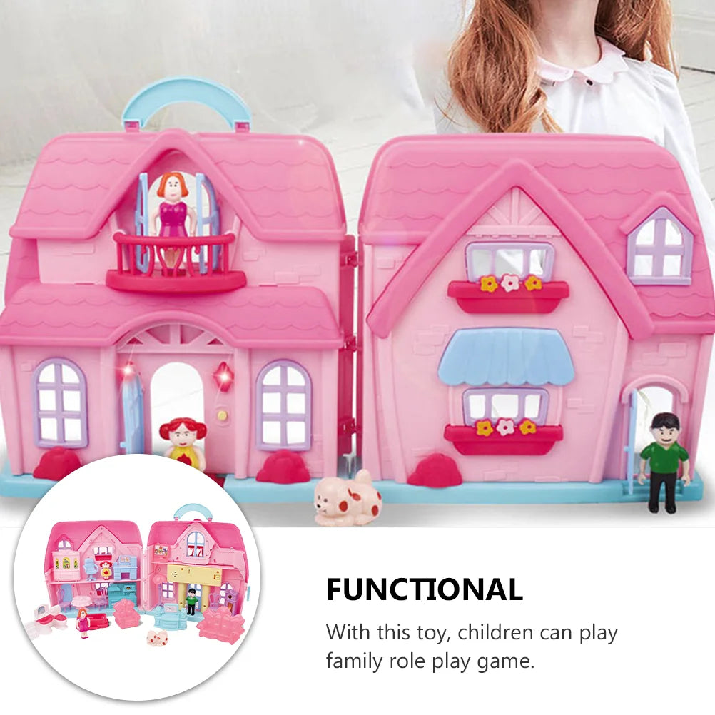 1 Set of Portable House Two-storey Villa Mold Toy Family Role Play Game Toy Dollhouses for Children Birthday Gift